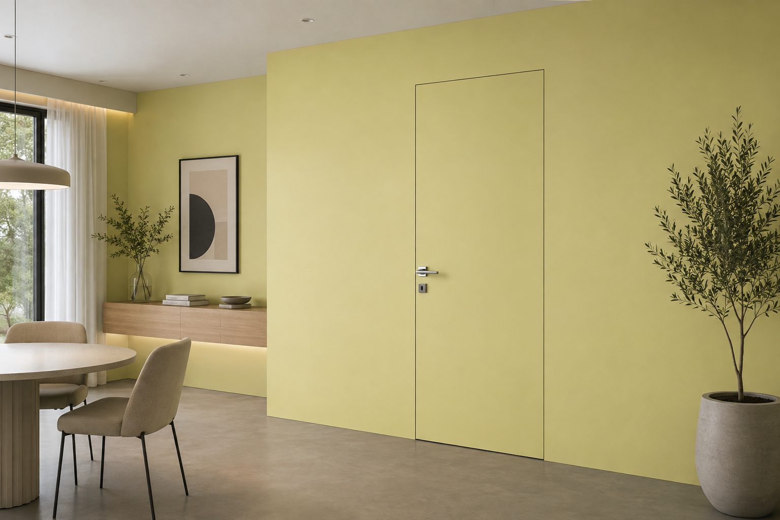 Filomuro door painted the same colour as the wall