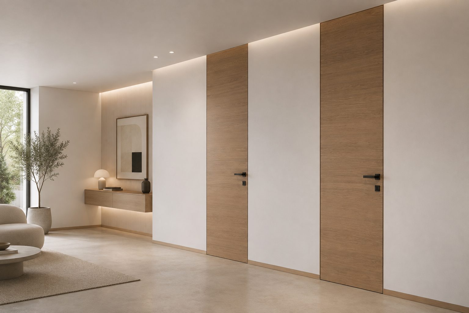 A run of Filomuro doors in white and oak